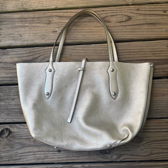 Annabel Ingall Isabella Large Metallic Silver Leather Tote - Picture 1 of 6
